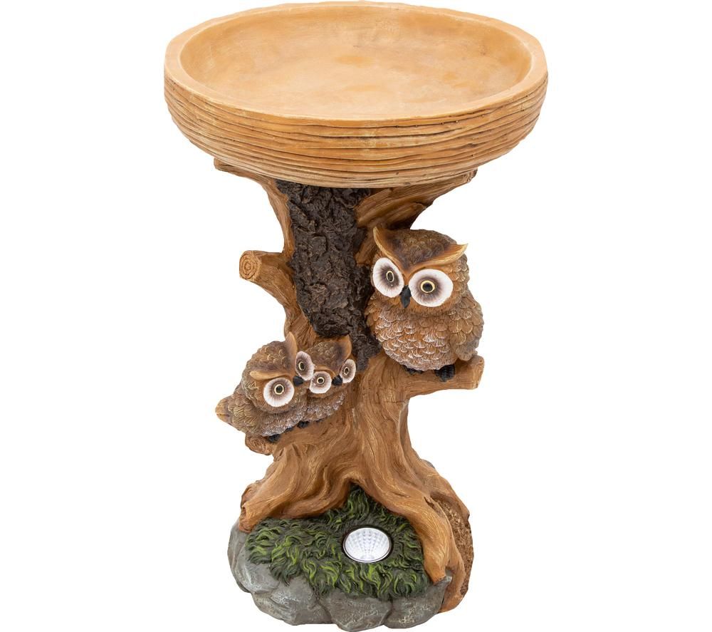 Owl 11059 Garden Bird Bath - Brown