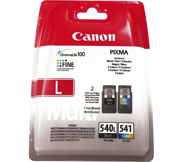 Image of CANON PG-540L & CL-541 Black & Tri-colour Ink Cartridges - Twin Pack