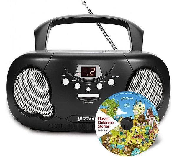 Groov E Gvps733cd10 Bk Portable Fm Am Boombox Childrens Stories Cd Black