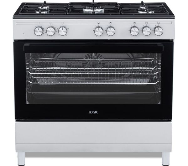 Logik Lftg90s25 90 Cm Dual Fuel Range Cooker Stainless Steel Black