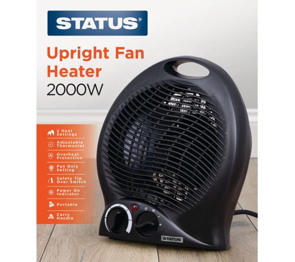 An image of STATUS FH1PB-2000W1PKB6 Portable Hot & Cool Fan Heater - Black
