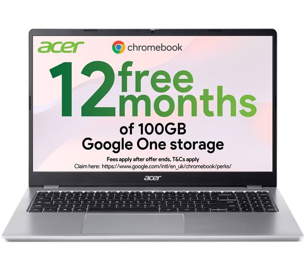 An image of ACER 315 15.6" Chromebook - Intel® N50, 64 GB eMMC, Silver
