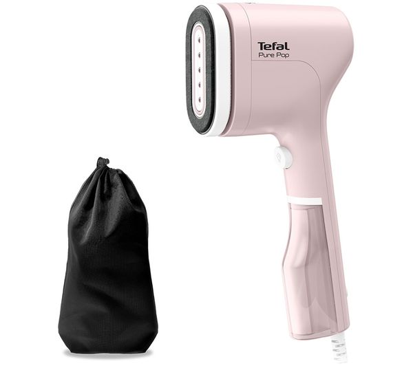 An image of TEFAL Pure Pop DT2029G0 Travel Clothes Steamer - Light Pink