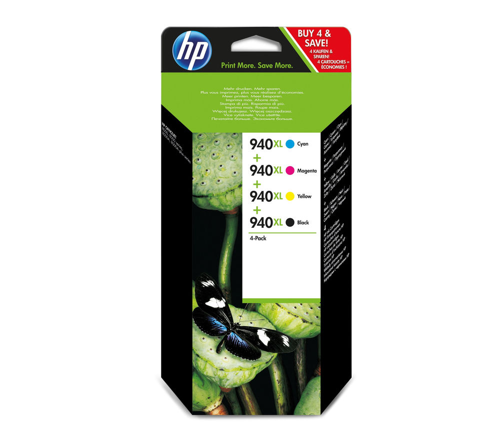 HP 940XL Cyan, Magenta, Yellow & Black Ink Cartridges - Multipack, Cyan