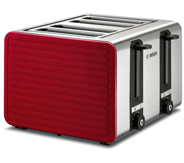 Image of BOSCH Silicone TAT7S44GB 4-Slice Toaster - Red