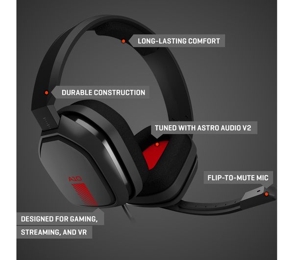 Buy Astro A10 Gaming Headset Grey Red Free Delivery Currys
