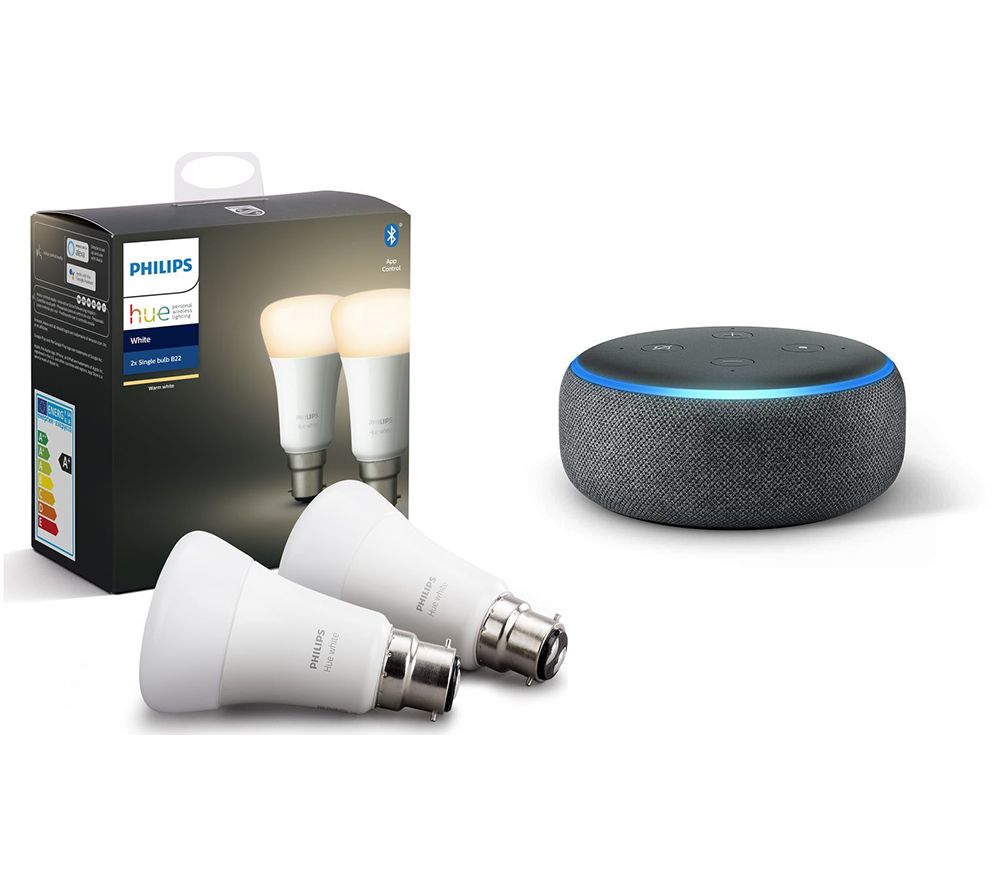 PHILIPS Hue White Bluetooth LED B22 Bulb Twin Pack & Echo Dot (2018) Review