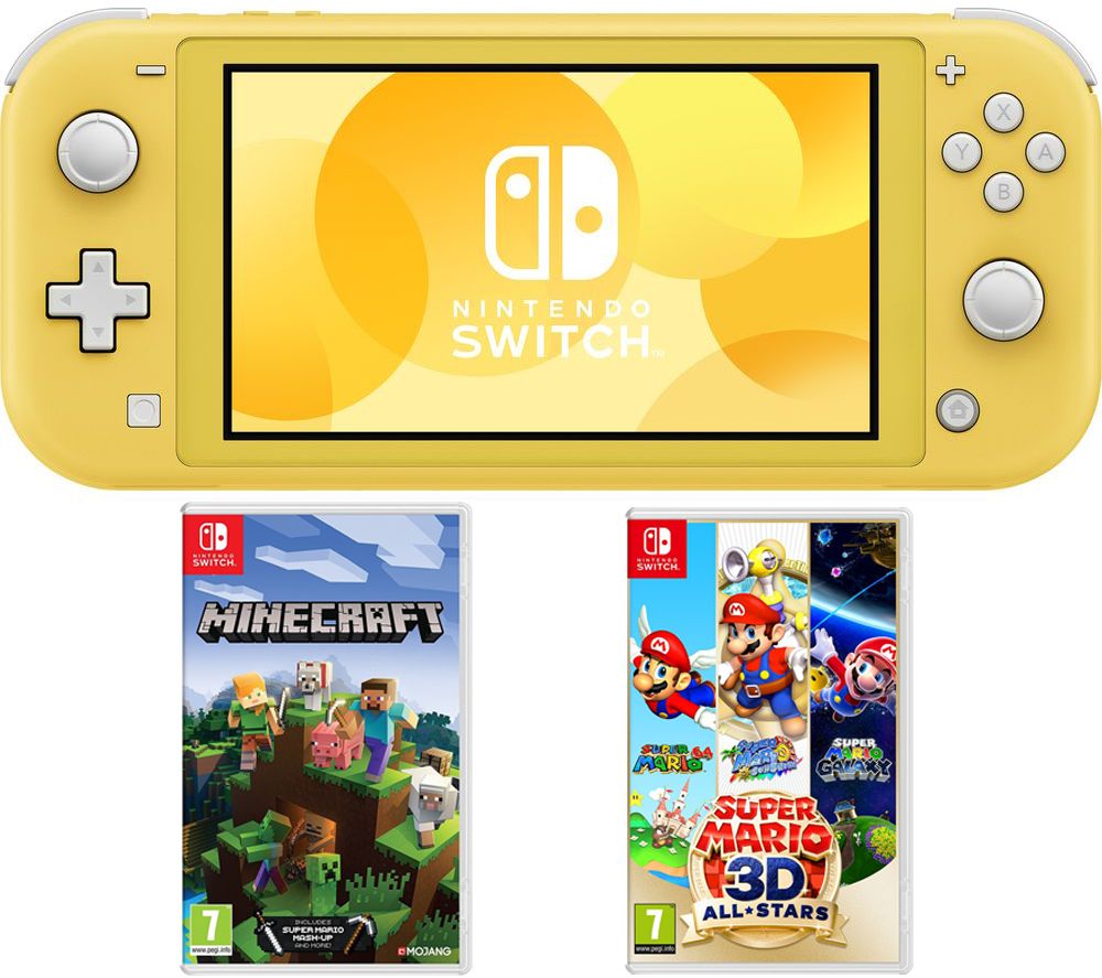 NINTENDO Switch Lite, Minecraft & Super Mario 3D All-Stars Bundle - Yellow, Yellow