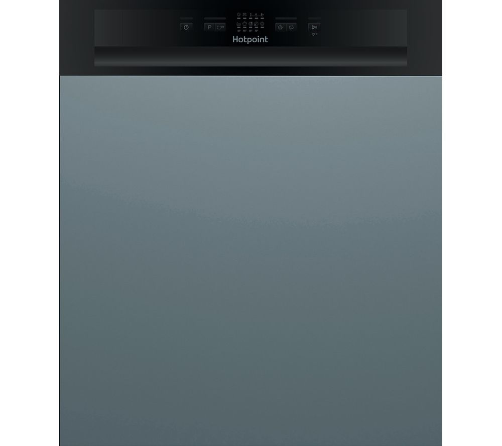 HOTPOINT HBC 2B19 UK N Full-size Semi-Integrated Dishwasher - Black, Black