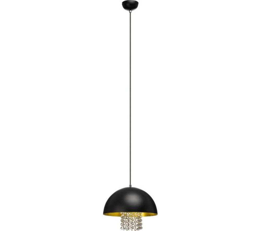 by Premier Metal Pendant Ceiling Light - Black with Crystals