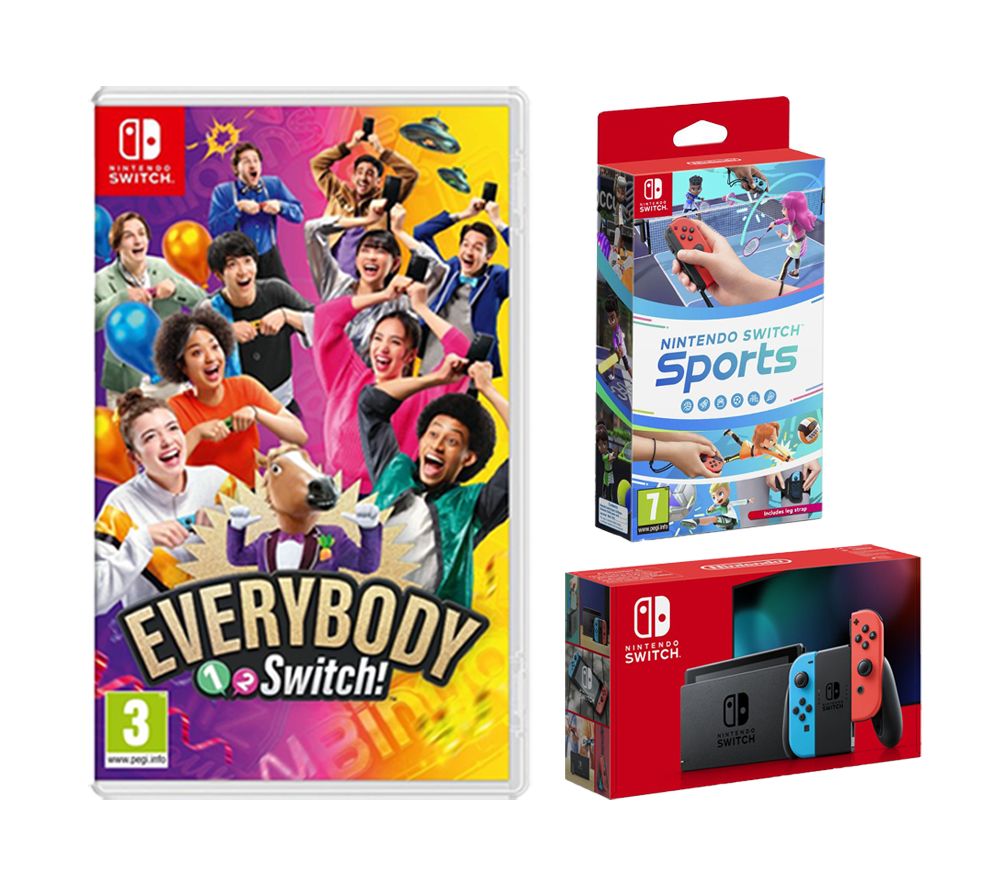 Switch (Red & Blue), Everybody 1-2 Switch! & Nintendo Switch Sports Bundle