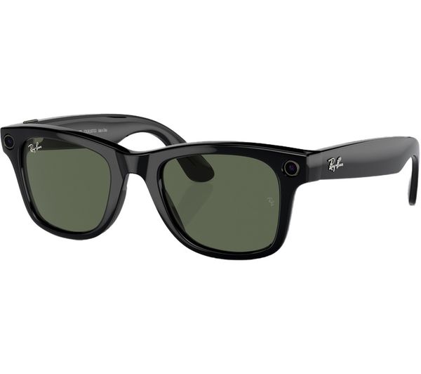 Ray Ban Meta Wayfarer Glasses Shiny Black G15 Green