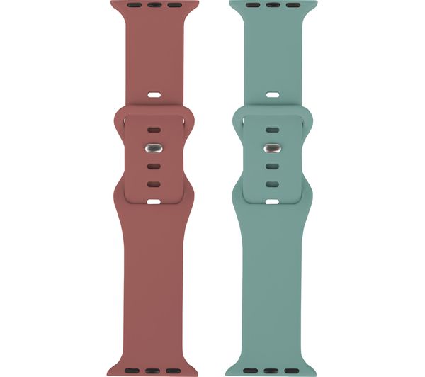 An image of SANDSTROM Apple Watch 38-42 mm (Series 10/11) Silicone Strap - Set of 2, Burgundy & Green