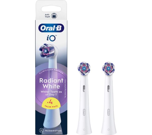 Oral B Io Radiant White Replacement Toothbrush Head Pack Of 4 White