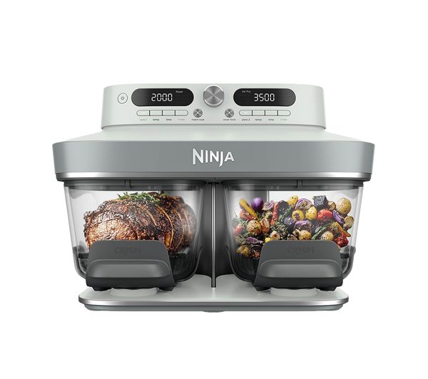 An image of NINJA CRISPi DD102UKWH Dual Zone Glass Air Fryer - White