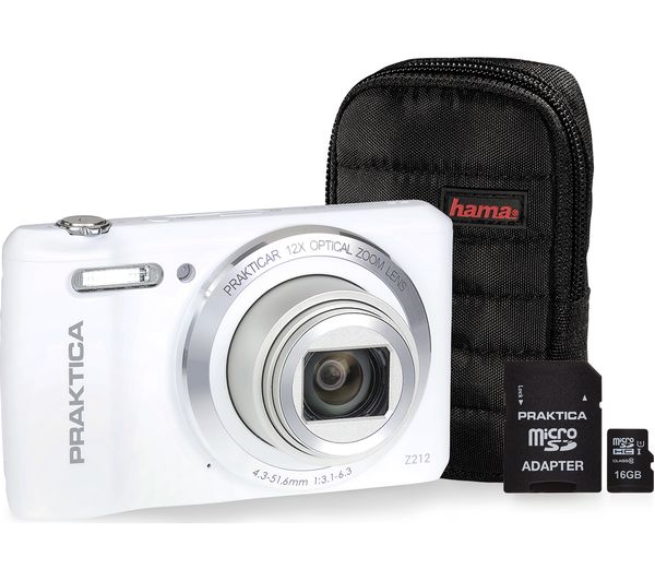 PRAKTICA Luxmedia Z212-W Compact Camera & Accessories Bundle - White, White