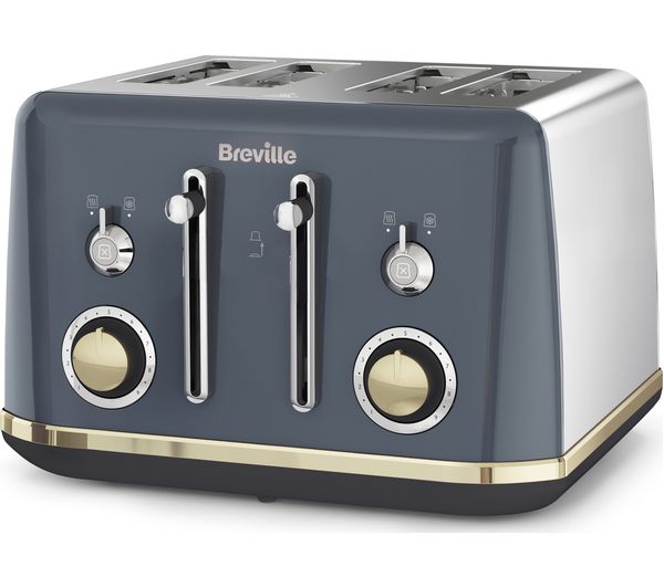 Image of BREVILLE Mostra VTT931 4-Slice Toaster - Grey & Gold