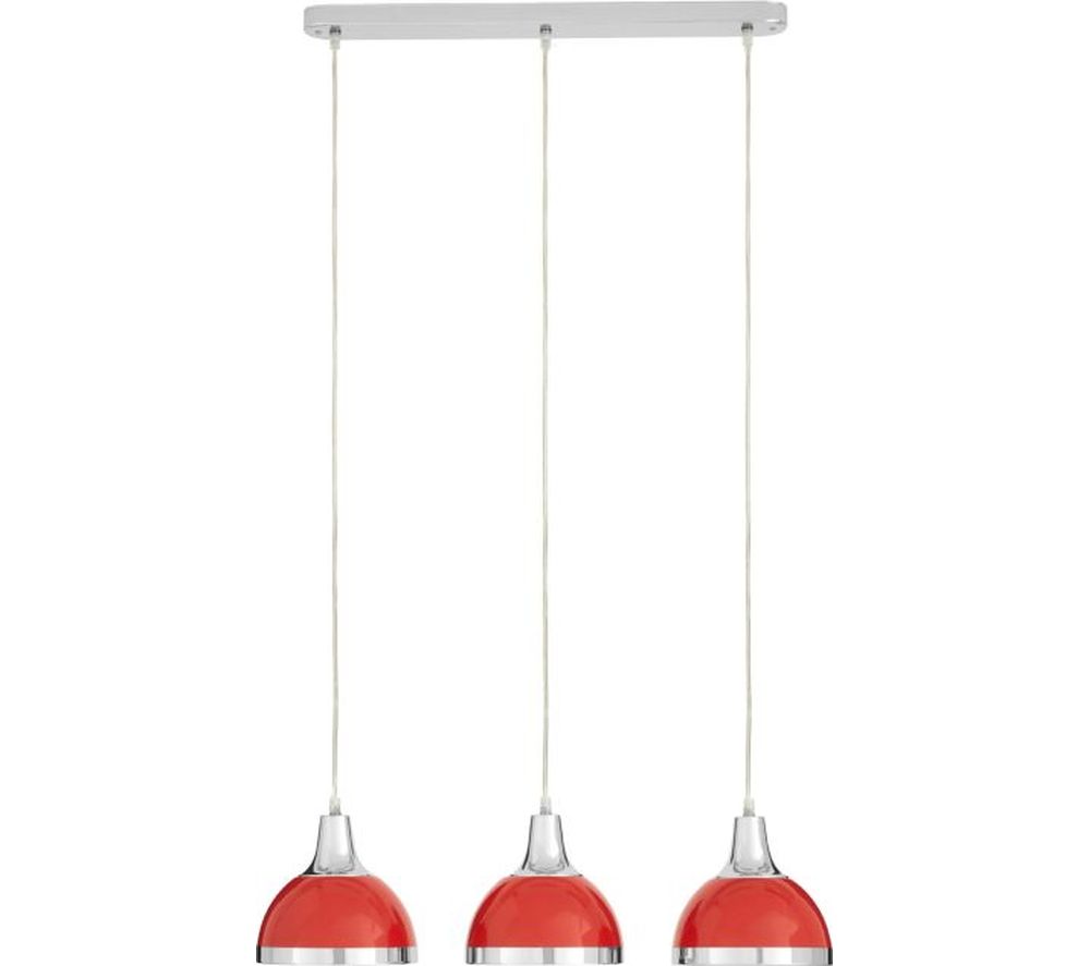 by Premier Jasper 3 Pendant Ceiling Light - Red & Chrome