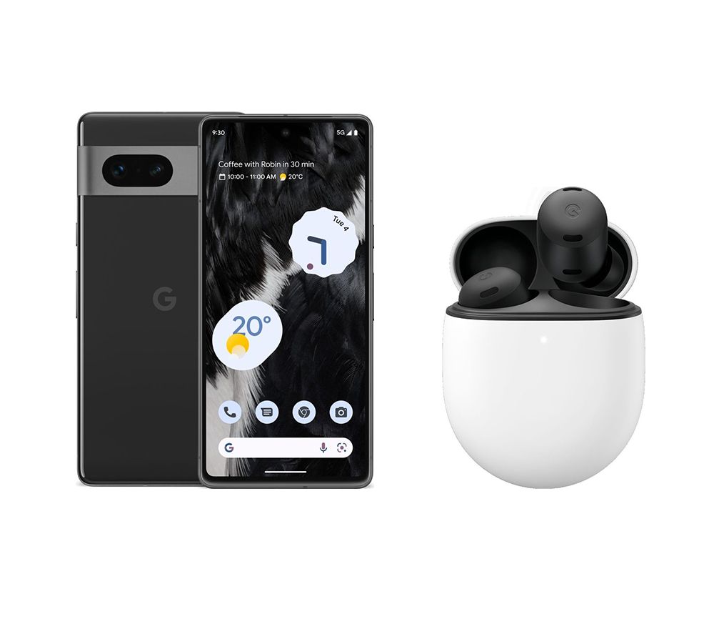Pixel 7 (128 GB, Obsidian) & Pixel Buds Pro Wireless Bluetooth Noise-Cancelling Earbuds (Charcoal) Bundle