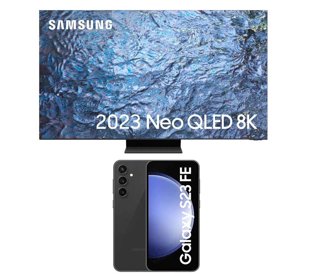 QE75QN900CTXXU 75" Smart 8K HDR Neo QLED TV with Bixby & Alexa & Galaxy S23 FE 5G (128 GB, Graphite) Bundle