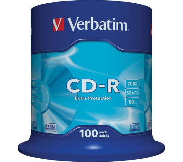 Verbatim 52x Cd R Blank Cds Pack Of 100