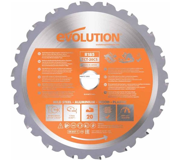 An image of EVOLUTION R185TCT-20CS Multi-Material Circular Saw Blade - Silver