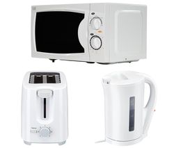 ESSENTIALS Solo Microwave, 2-Slice Toaster & Jug Kettle Bundle - White