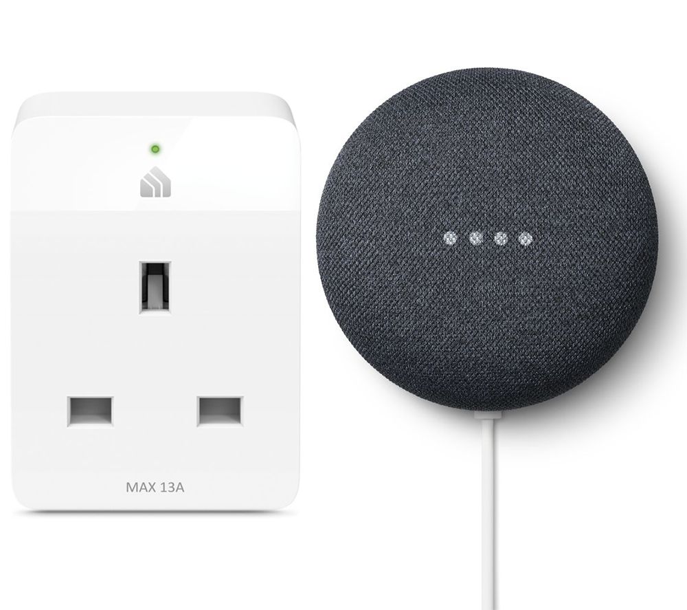 GOOGLE Nest Mini (2nd Gen) & Kasa KP105 Slim WiFi Smart Plug Bundle - Charcoal, Charcoal