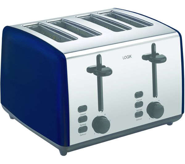 - LOGIK L04TBU21 4-Slice Toaster - Blue & Silver - Currys Business