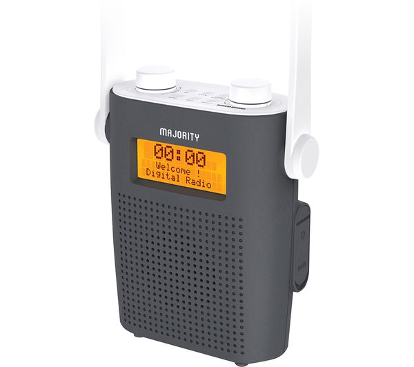 Majority Eversden Portable Dab Fm Shower Radio Grey White