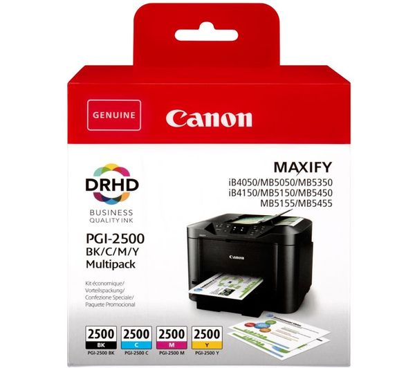 Image of CANON PGI-2500 Cyan, Magenta, Yellow & Black Ink Cartridges - Multipack