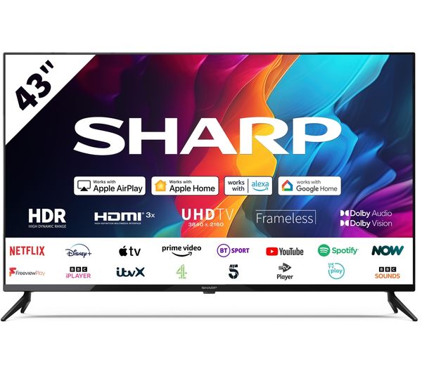 Sharp 4t C43fj7kl1fb 43 Smart 4k Ultra Hd Hdr Led Tv