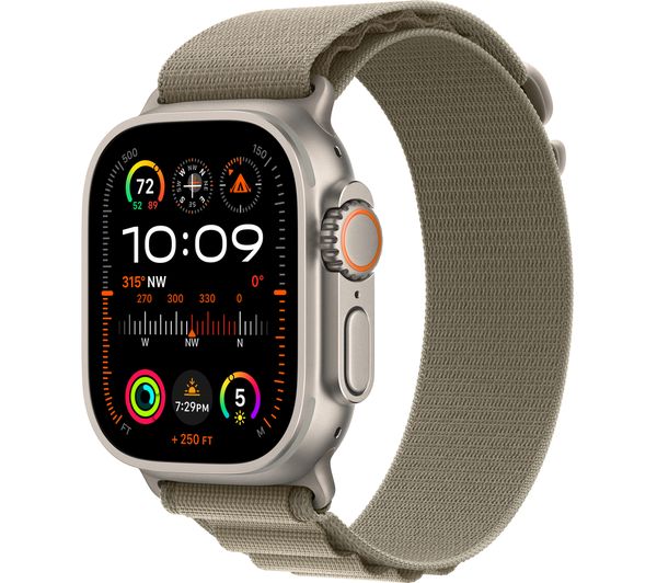 Image of APPLE Watch Ultra 2 Cellular - 49 mm Titanium Case with Olive Alpine Loop, Small