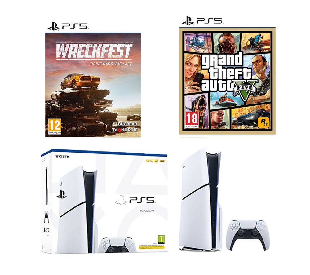 PlayStation 5 Model Group (Slim), Grand Theft Auto V & Wreckfest Bundle
