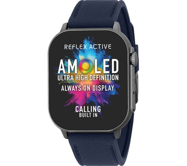 Image of REFLEX ACTIVE Series 29 Smart Watch - Black with Navy Blue Silicone Strap