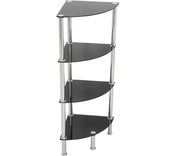 Avf S64 A 4 Tier Corner Shelving Unit Black Chrome