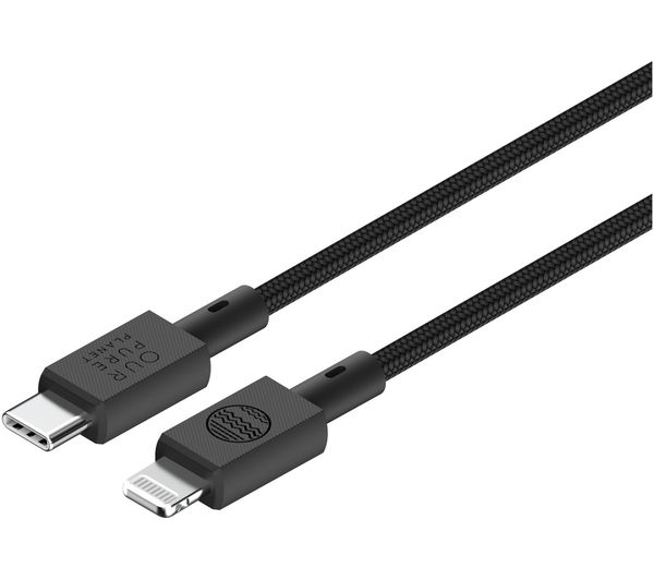 An image of OUR PURE PLANET OPP080 Braided USB Type-C to Lightning Cable - 1 m, Black