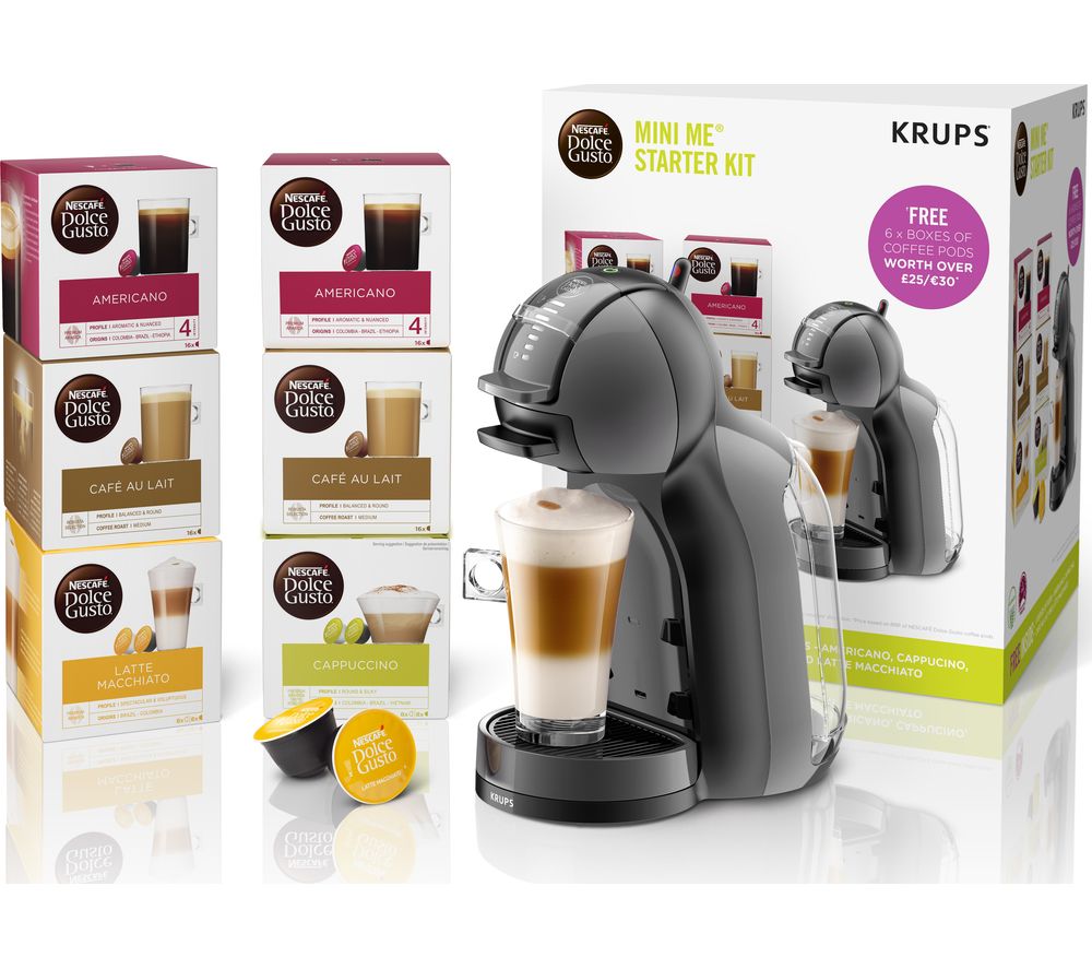 DOLCE GUSTO by Krups Mini Me KP120841 Coffee Machine Starter Kit - Black & Grey, Black
