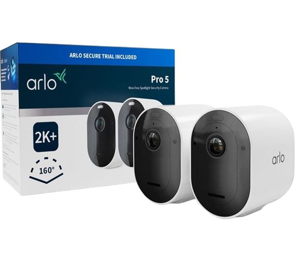 ARLO Pro 5 2K 1520p WiFi Security Camera System - 2 Cameras, White