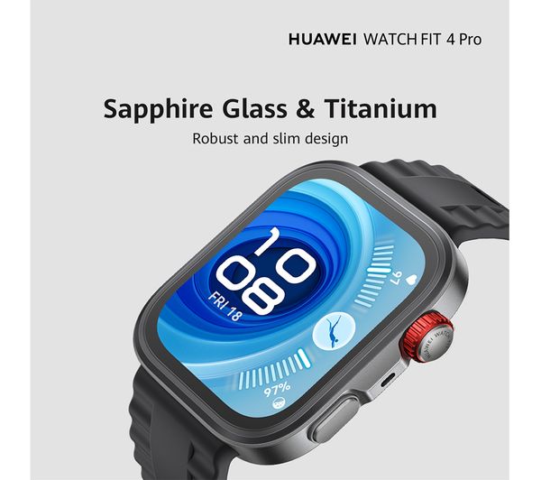 HUAWEI Watch Fit 4 Pro - Titanium Black, Fluoroelastomer Strap