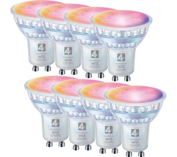 4LITE 4L1/8052 Wiz Connected Smart LED Bulb - GU10, Silver, Pack of 8