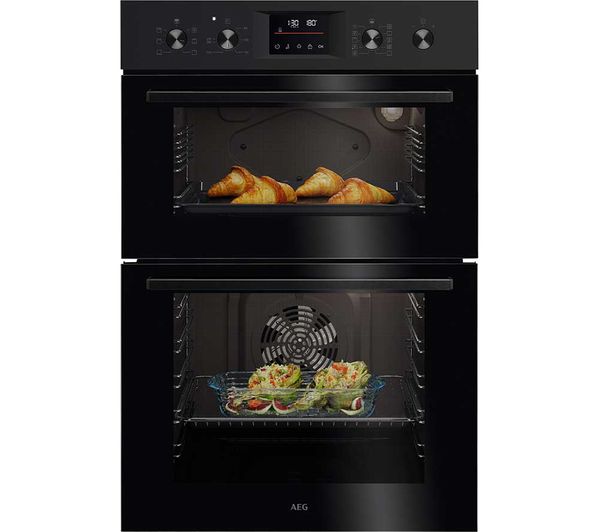 An image of AEG OU5CP40B Electric Built-under Double Oven - Stainless Steel