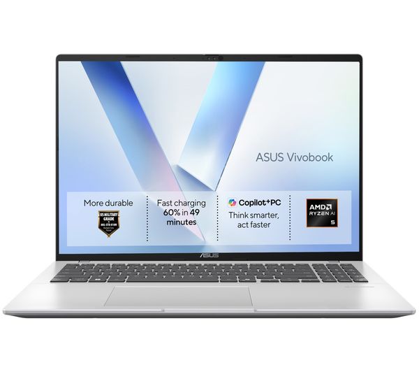 An image of ASUS Vivobook 16 S1607KA 16" Laptop - AMD Ryzen AI 5, 512 GB SSD, Cool Silver