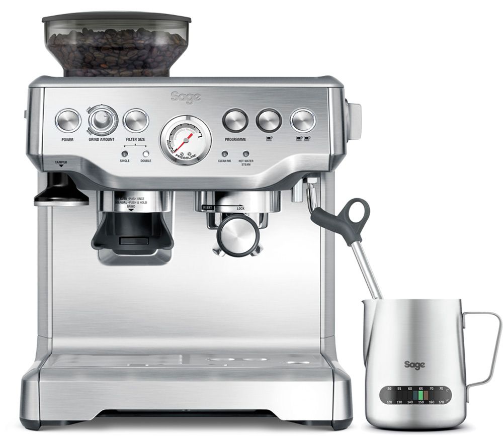 SAGE Barista Express BES875UK Bean to Cup Coffee Machine - Silver, Silver