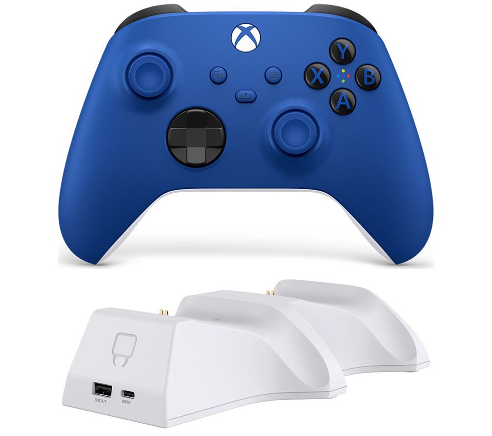 Xbox Wireless Controller & Venom Xbox Series X/S Twin Docking Station Bundle - Shock Blue
