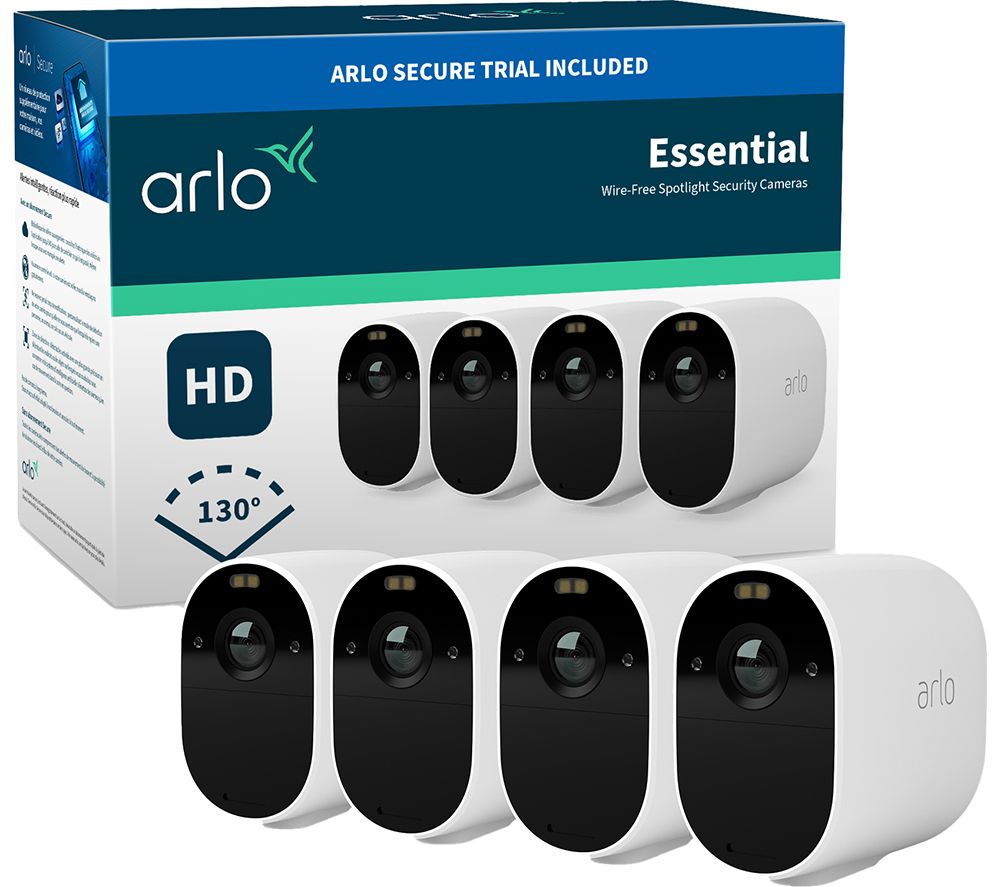 ARLO Essential Spotlight VMC2430-100EUS Full HD WiFi Security Camera - White, Pack of 4