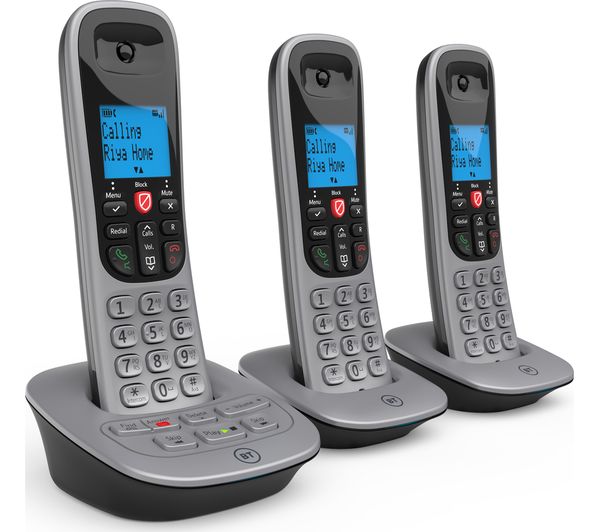 76761 BT 7660 Cordless Phone Triple Handsets, Silver & Black