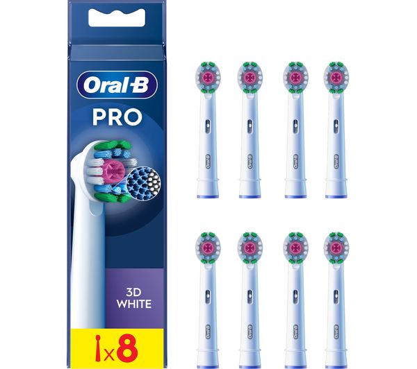 Image of ORAL B 3D White Replacement Toothbrush Head - Pack of 8