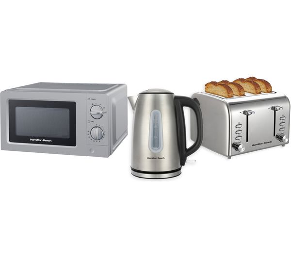 Hamilton Beach Rise Brushed Hbktmb Solo Microwave Electric Kettle 4 Slice Toaster Bundle Silver