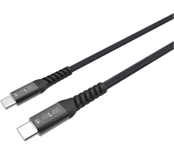 An image of SILVERLABEL Braided Magnetic USB Type-C to USB Type-C Cable - 1 m, Black
